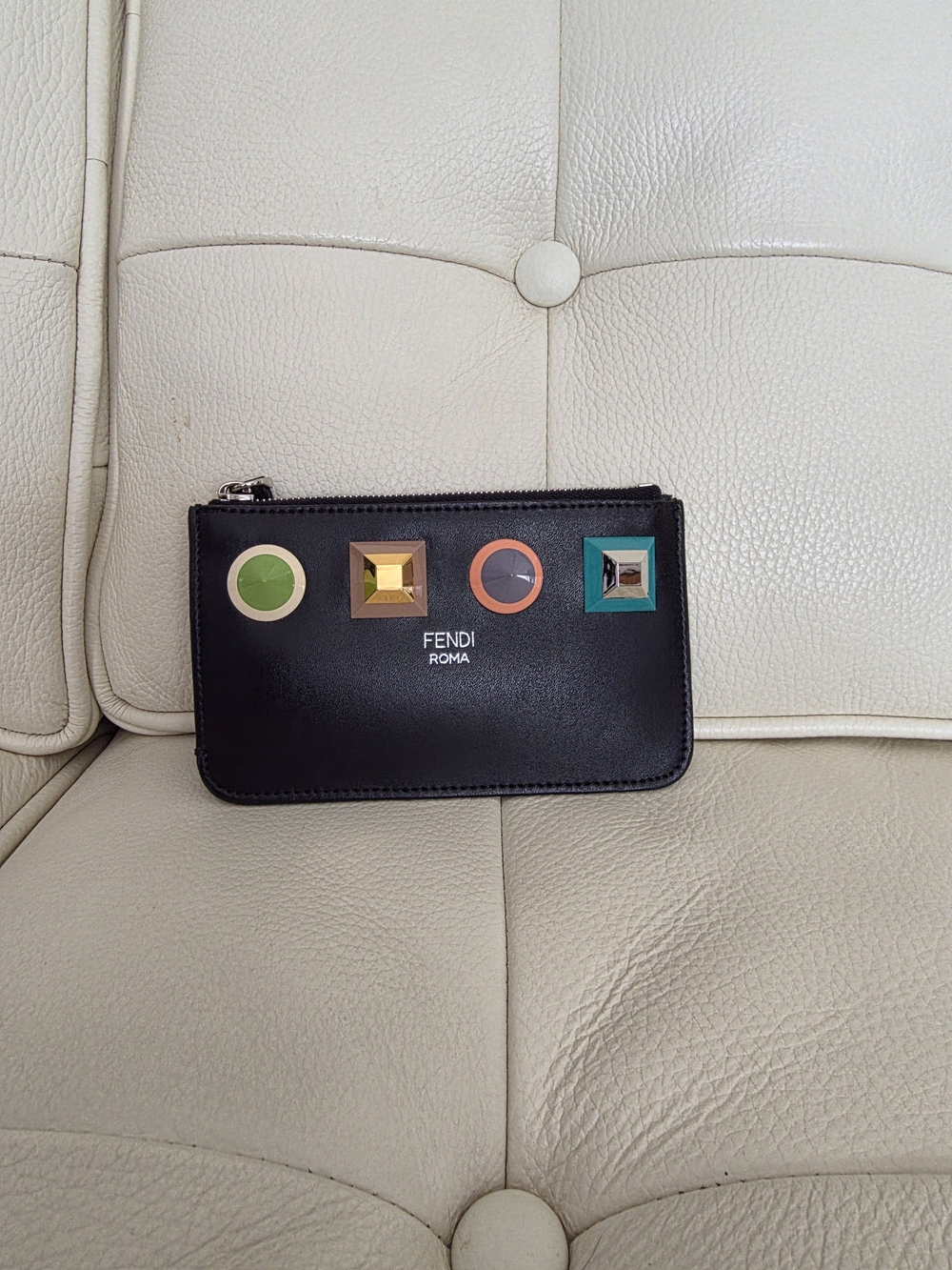 Fendi Vitello Liberty Studded Zip Pouch - Picture 1 of 5